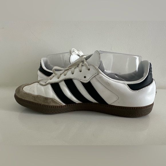 Adidas Samba OG Sneakers Women Size 8 White Black Leather Classic Lace-Up - Picture 10 of 13
